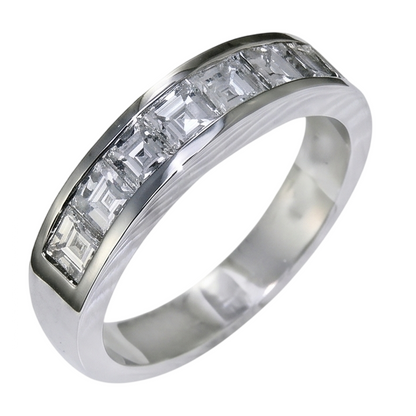 Asscher Cut Diamond Wedding Band 3.50 Carats White Gold 10K Men's Ring
