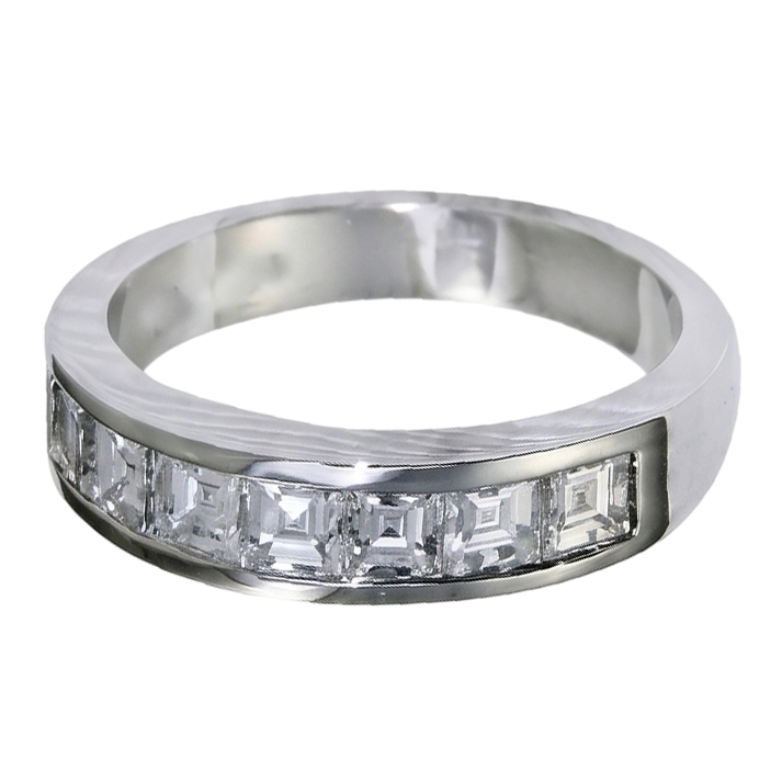 Asscher Cut Diamond Wedding Band 3.50 Carats White Gold 10K Men's Ring