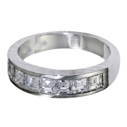 Asscher Cut Diamond Wedding Band 3.50 Carats White Gold 10K Men's Ring