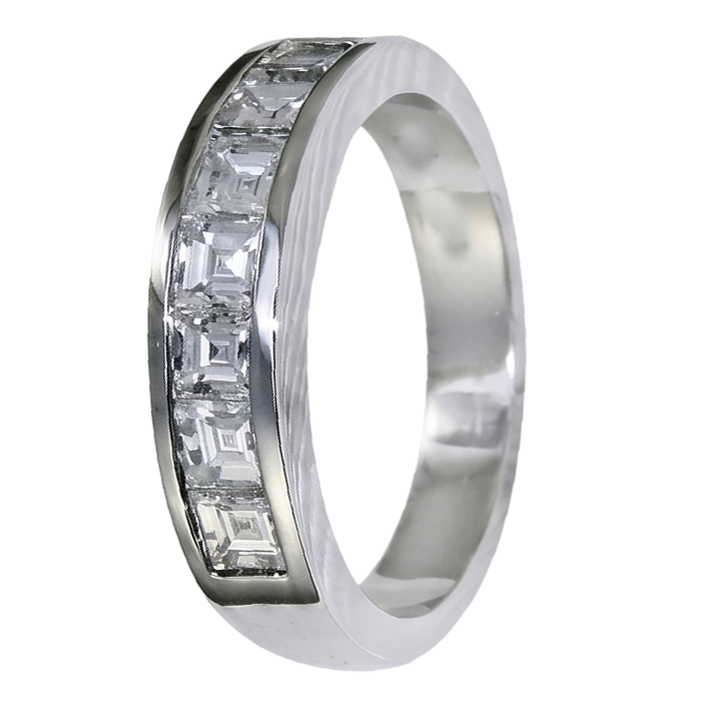 Asscher Cut Diamond Wedding Band 3.50 Carats White Gold 10K Men's Ring