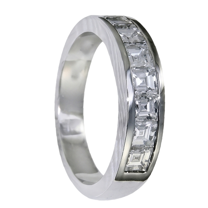 Asscher Cut Diamond Wedding Band 3.50 Carats White Gold 10K Men's Ring