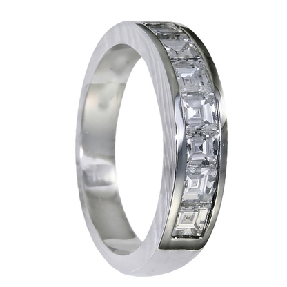 Asscher Cut Diamond Wedding Band 3.50 Carats White Gold 10K Men's Ring