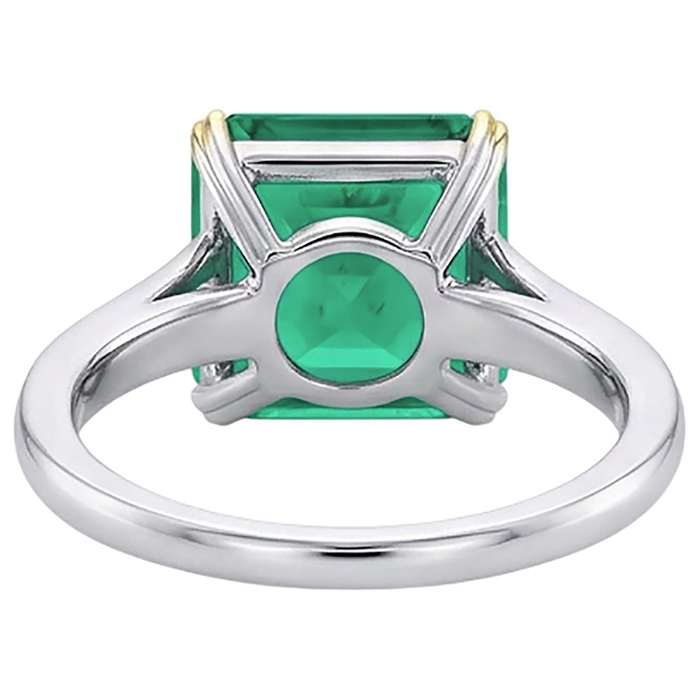 Natural Real ( Not Lab Grown ) Asscher Cut Solitaire Green Emerald GIA Ring Split Shank
