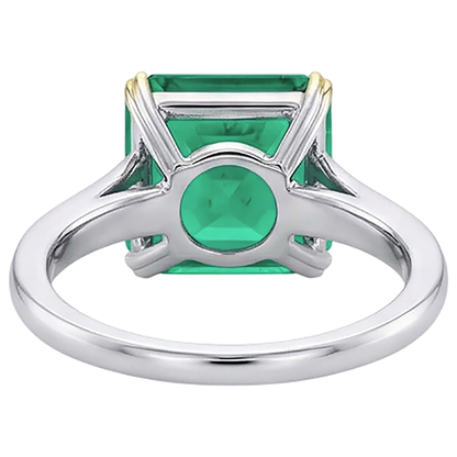 Natural Real ( Not Lab Grown ) Asscher Cut Solitaire Green Emerald GIA Ring Split Shank