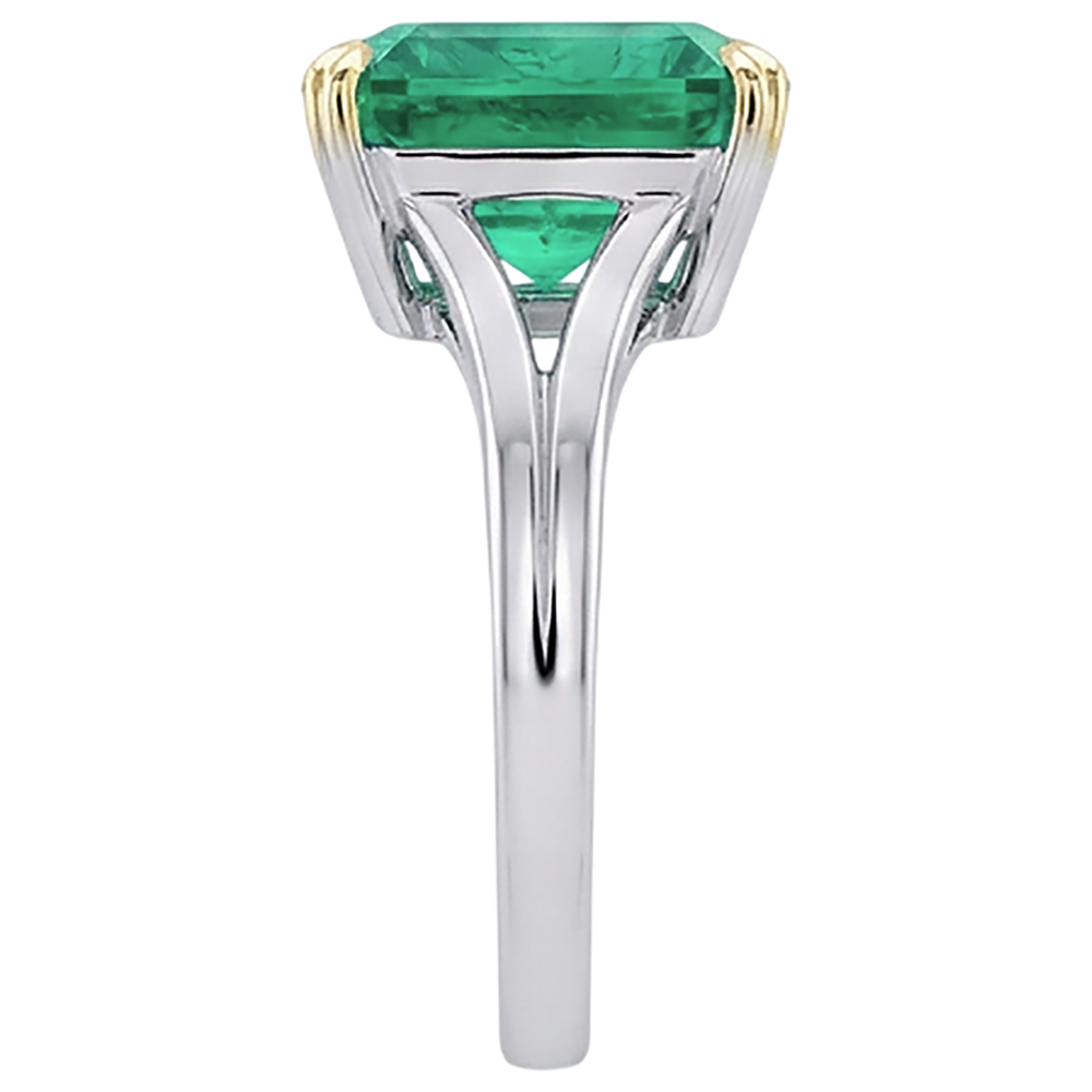 Natural Real ( Not Lab Grown ) Asscher Cut Solitaire Green Emerald GIA Ring Split Shank