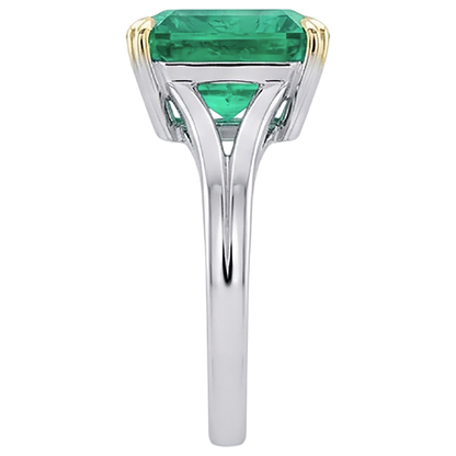 Natural Real ( Not Lab Grown ) Asscher Cut Solitaire Green Emerald GIA Ring Split Shank