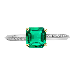 Asscher Green Emerald Diamond Ring Milgrain Design