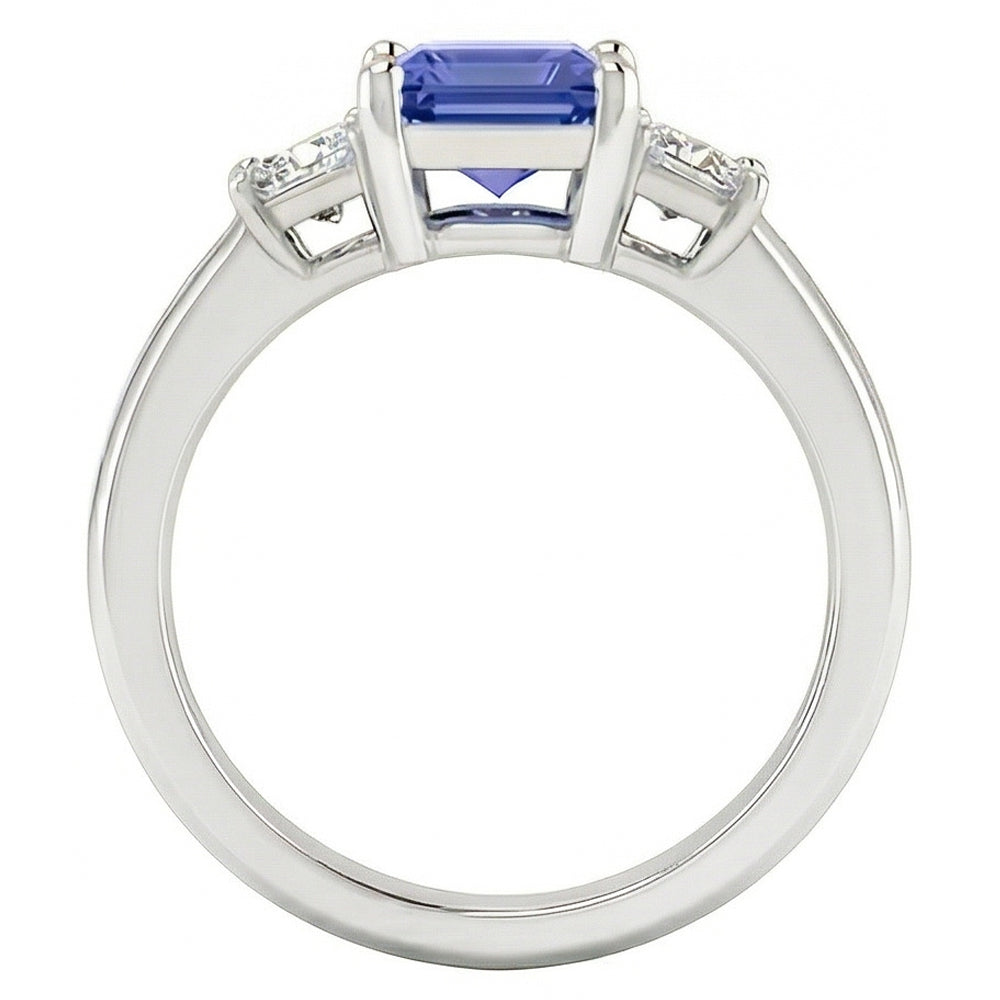 Asscher Sapphire 3 Stone Ring 1.50 Carats Sparkling Princess Natural Earth Mined Diamonds
