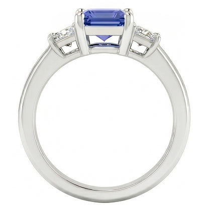 Asscher Sapphire 3 Stone Ring 1.50 Carats Sparkling Princess Natural Earth Mined Diamonds