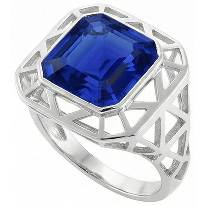 IGI CERTIFIED Asscher Solitaire Men's Ring 2.50 Carats Srilankan Sapphire Bezel Set
