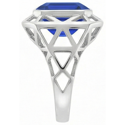 IGI CERTIFIED Asscher Solitaire Men's Ring 2.50 Carats Srilankan Sapphire Bezel Set