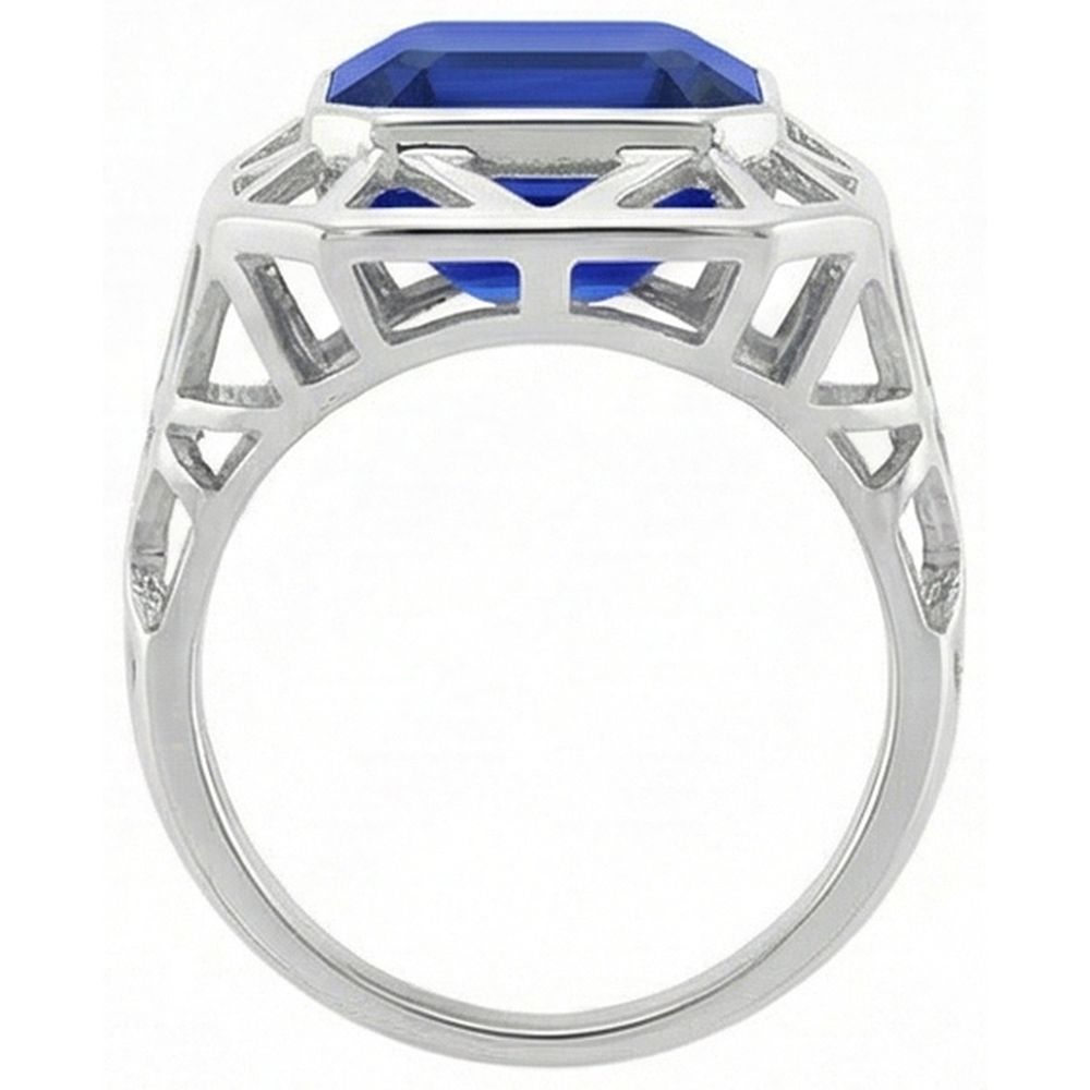 IGI CERTIFIED Asscher Solitaire Men's Ring 2.50 Carats Srilankan Sapphire Bezel Set