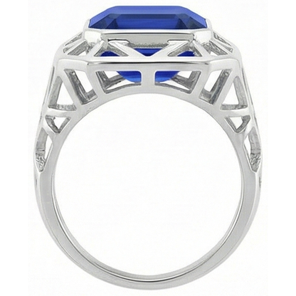 IGI CERTIFIED Asscher Solitaire Men's Ring 2.50 Carats Srilankan Sapphire Bezel Set