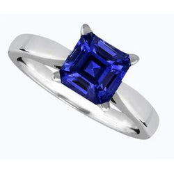 Asscher Cut Blue Sapphire Solitaire Ring