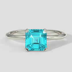 Natural Real ( Not Lab Grown )  Asscher Paraiba Ring Solitaire 14k