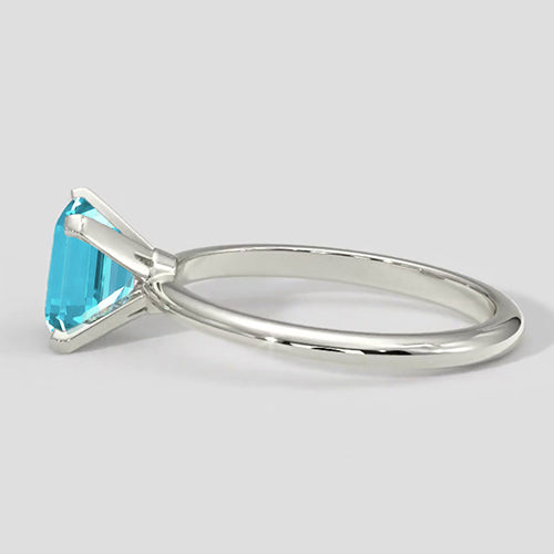 Natural Real ( Not Lab Grown )  Asscher Paraiba Ring Solitaire 14k