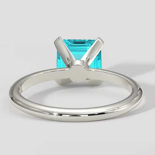 Natural Real ( Not Lab Grown )  Asscher Paraiba Ring Solitaire 14k