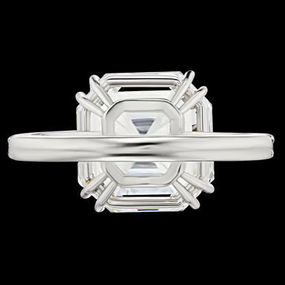 Asscher And Round Diamond Ring 3.15 Carats With Accents White Gold