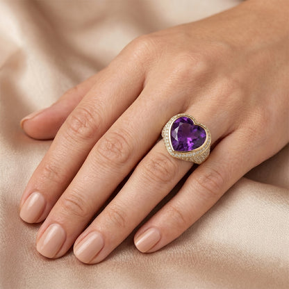 Authentic VVS Amethyst Precious Stone Ring 10 ct