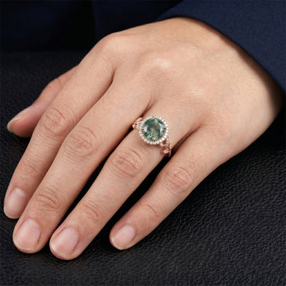 Authentic VVS Moss Agate Colored Stone Ring 2.0 ct