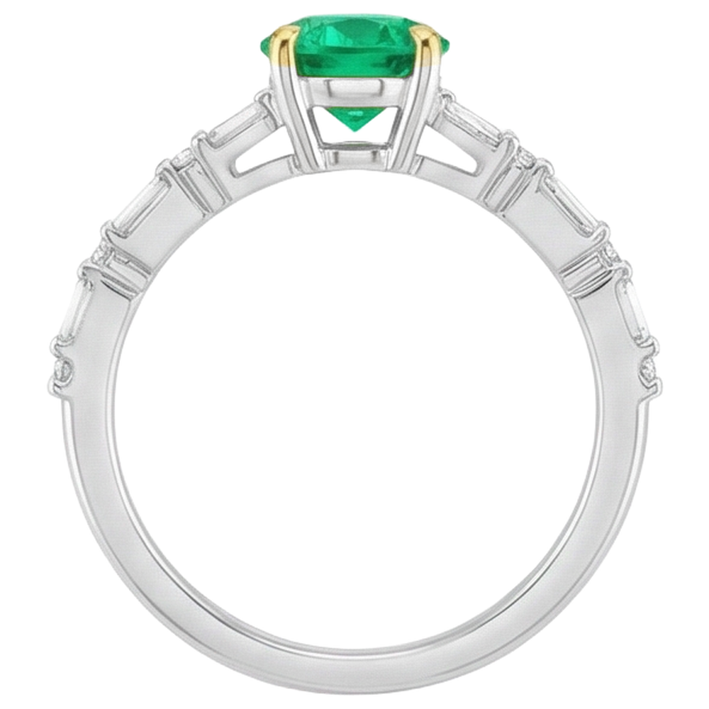 Natural Real ( Not Lab Grown ) Baguette Diamond Green Emerald GIA Ring Comfort Fit Jewelry