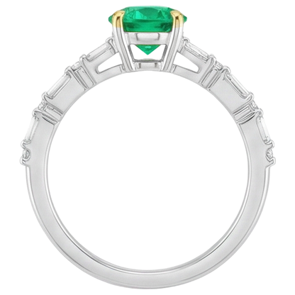 Natural Real ( Not Lab Grown ) Baguette Diamond Green Emerald GIA Ring Comfort Fit Jewelry