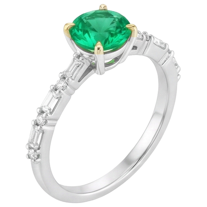 Natural Real ( Not Lab Grown ) Baguette Diamond Green Emerald GIA Ring Comfort Fit Jewelry