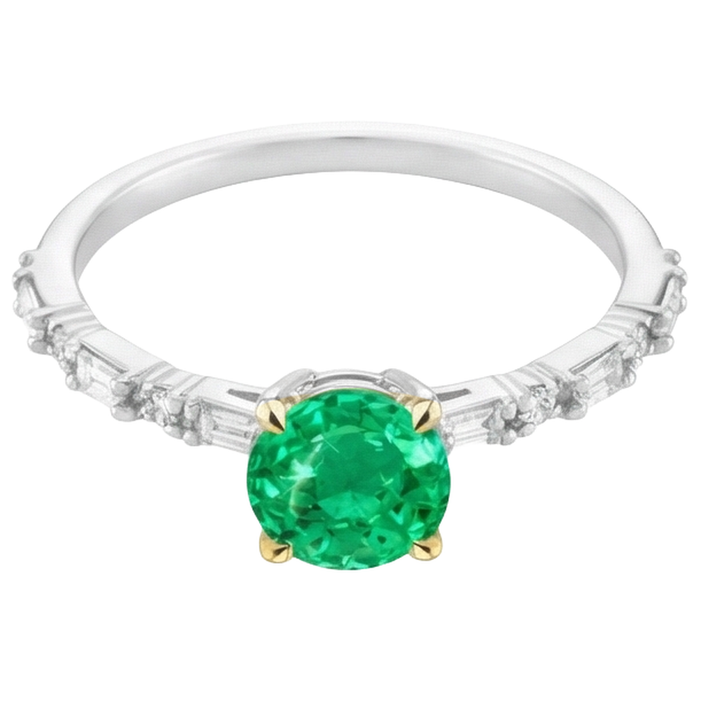 Natural Real ( Not Lab Grown ) Baguette Diamond Green Emerald GIA Ring Comfort Fit Jewelry