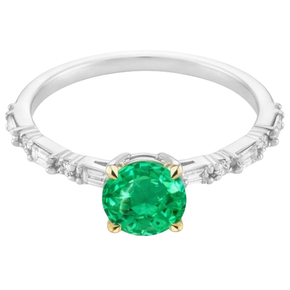 Natural Real ( Not Lab Grown ) Baguette Diamond Green Emerald GIA Ring Comfort Fit Jewelry