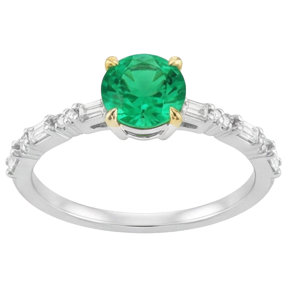 Natural Real ( Not Lab Grown ) Baguette Diamond Green Emerald GIA Ring Comfort Fit Jewelry