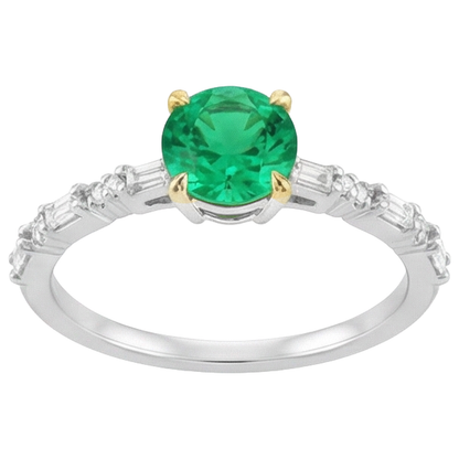 Natural Real ( Not Lab Grown ) Baguette Diamond Green Emerald GIA Ring Comfort Fit Jewelry