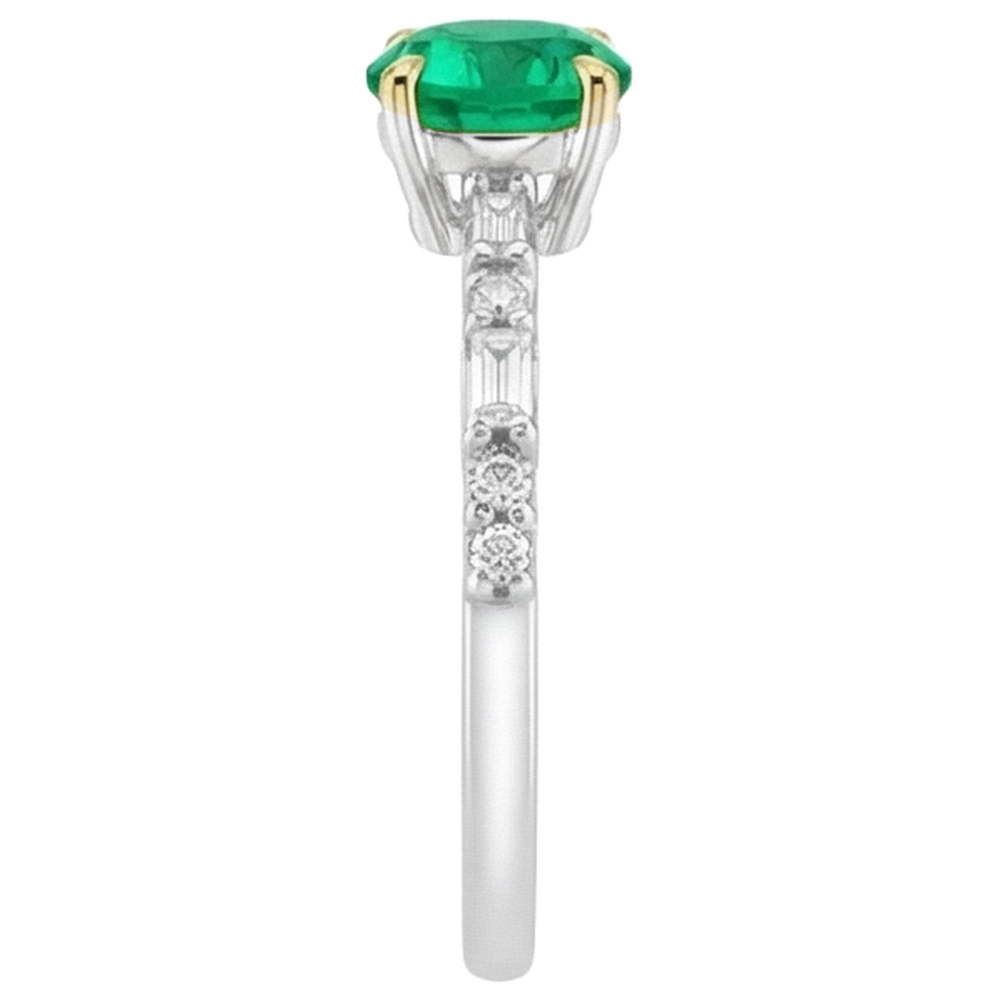 Natural Real ( Not Lab Grown ) Baguette Diamond Green Emerald GIA Ring Comfort Fit Jewelry