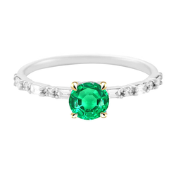 Natural Real ( Not Lab Grown ) Baguette Diamond Green Emerald GIA Ring Comfort Fit Jewelry