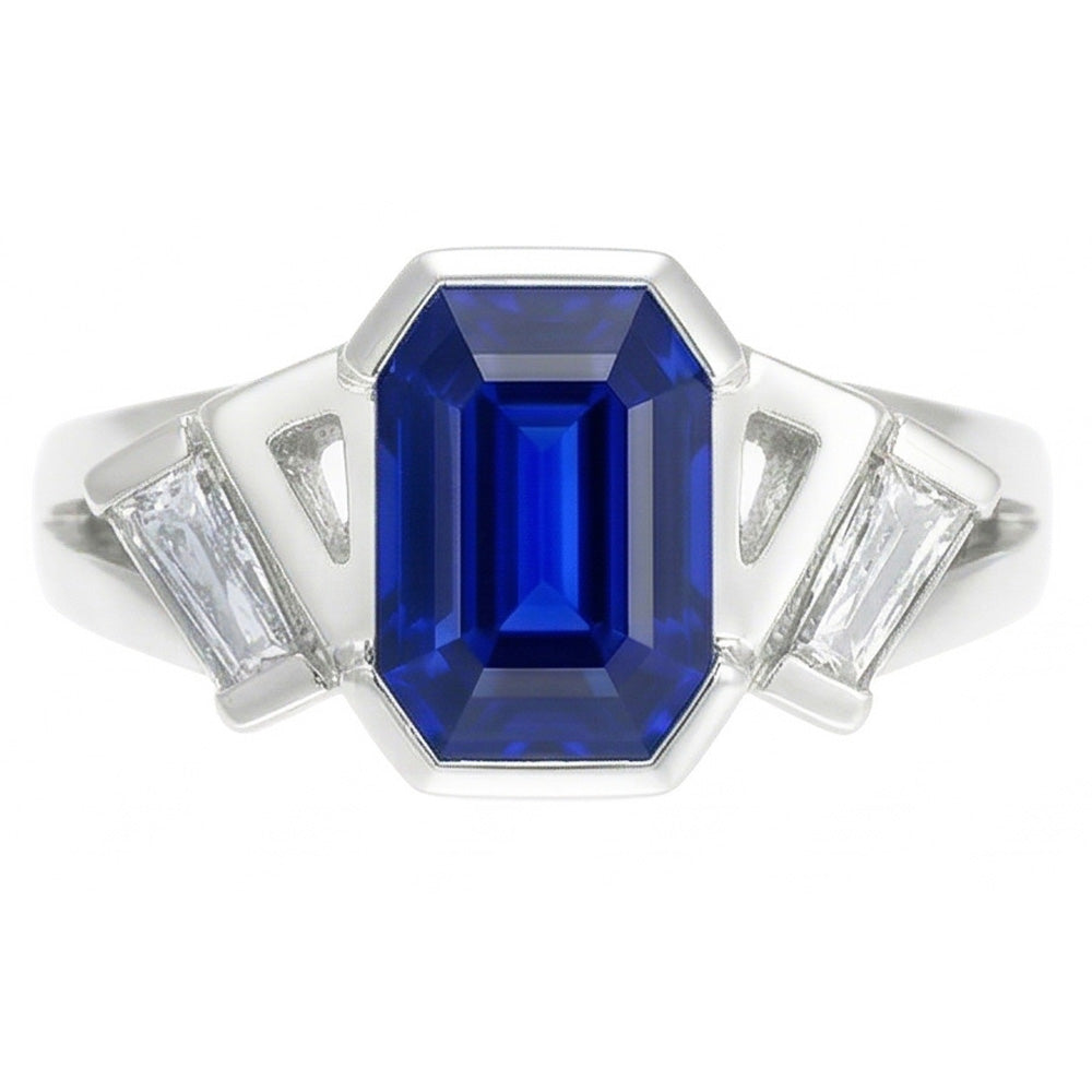 Baguette Natural Earth Mined Diamond Anniversary Ring Emerald Sapphire Jewelry 2.50 Carats