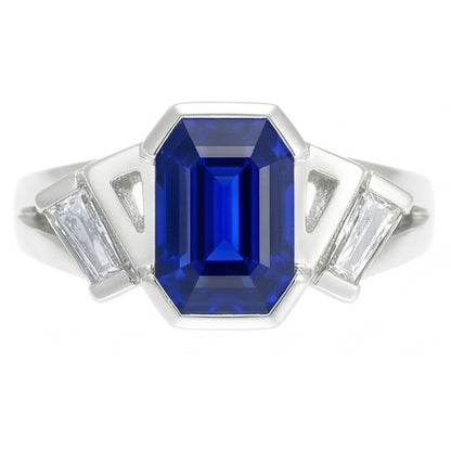 Baguette Natural Earth Mined Diamond Anniversary Ring Emerald Sapphire Jewelry 2.50 Carats