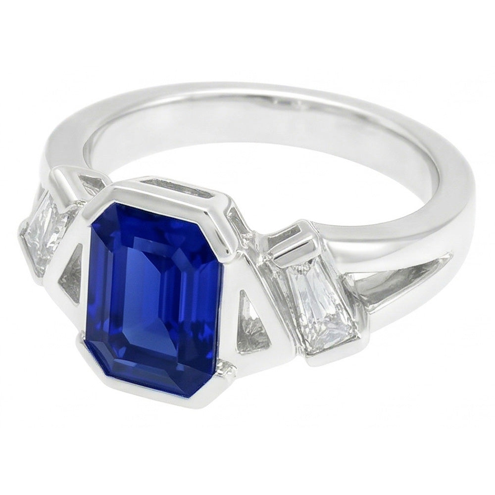 Baguette Natural Earth Mined Diamond Anniversary Ring Emerald Sapphire Jewelry 2.50 Carats