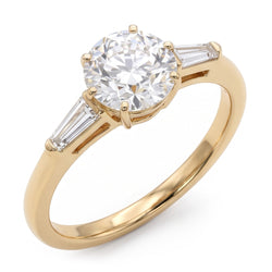 Baguette & Round Old Cut Natural Earth Mined Diamond 3 Stone Ring 6 Prong Set 2.50 Carats