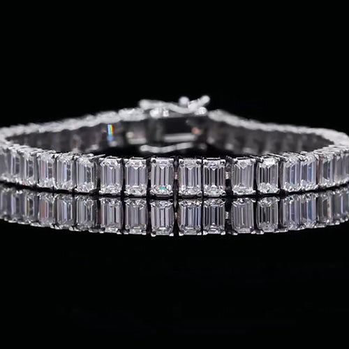 Baguette Lab Grown Diamond White Gold Bracelet
