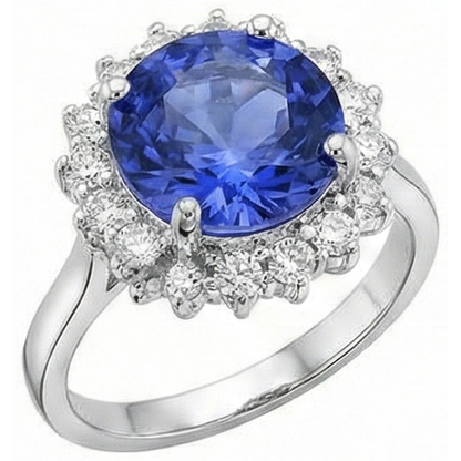Beautiful 4 Carat Tanzanite Round Natural Earth Mined Diamonds Ring Jewelry