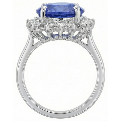 Beautiful 4 Carat Tanzanite Round Natural Earth Mined Diamonds Ring Jewelry