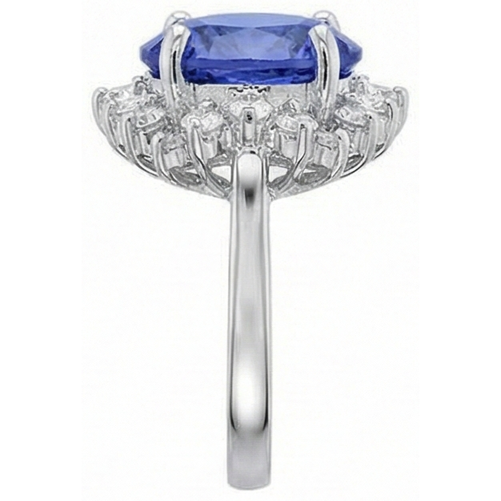 Beautiful 4 Carat Tanzanite Round Natural Earth Mined Diamonds Ring Jewelry