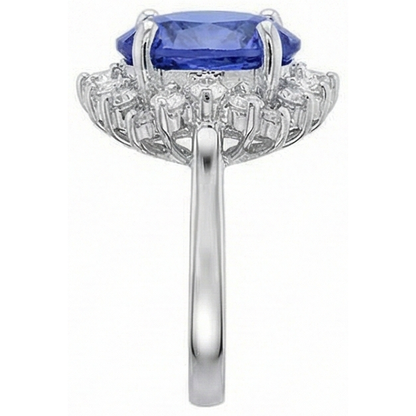 Beautiful 4 Carat Tanzanite Round Natural Earth Mined Diamonds Ring Jewelry