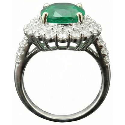 Beautiful Green Emerald With Natural Earth Mined Diamond Wedding Ring White Gold 7.5 Carats