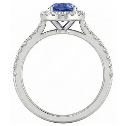 Beautiful Pear Shape Sri Lanka Blue Sapphire Natural Earth Mined Diamond Ring Gold 2 Ct