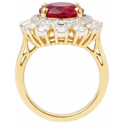 Beautiful Red Oval Shape Ruby IGI CERTIFIED With Diamond Ring 7 Carats Yellow Gold