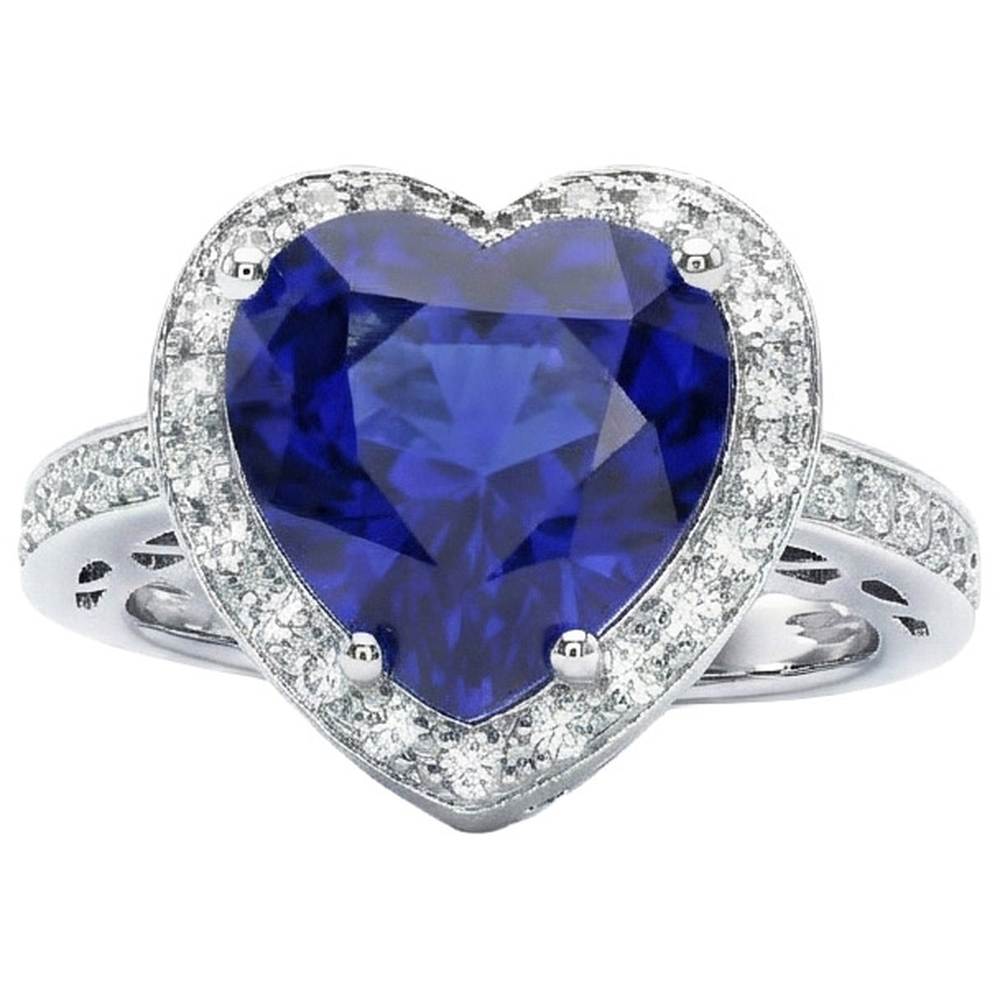 Beautiful Sapphire Natural Earth Mined Diamond Ring Gold Wedding Jewelry 2.50 Carats