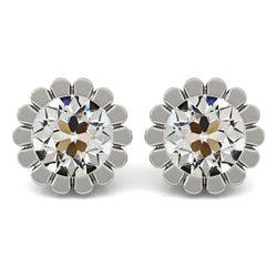 Beautiful Earth Mined Diamond Studs 4 Carats Old Cut Flower Style