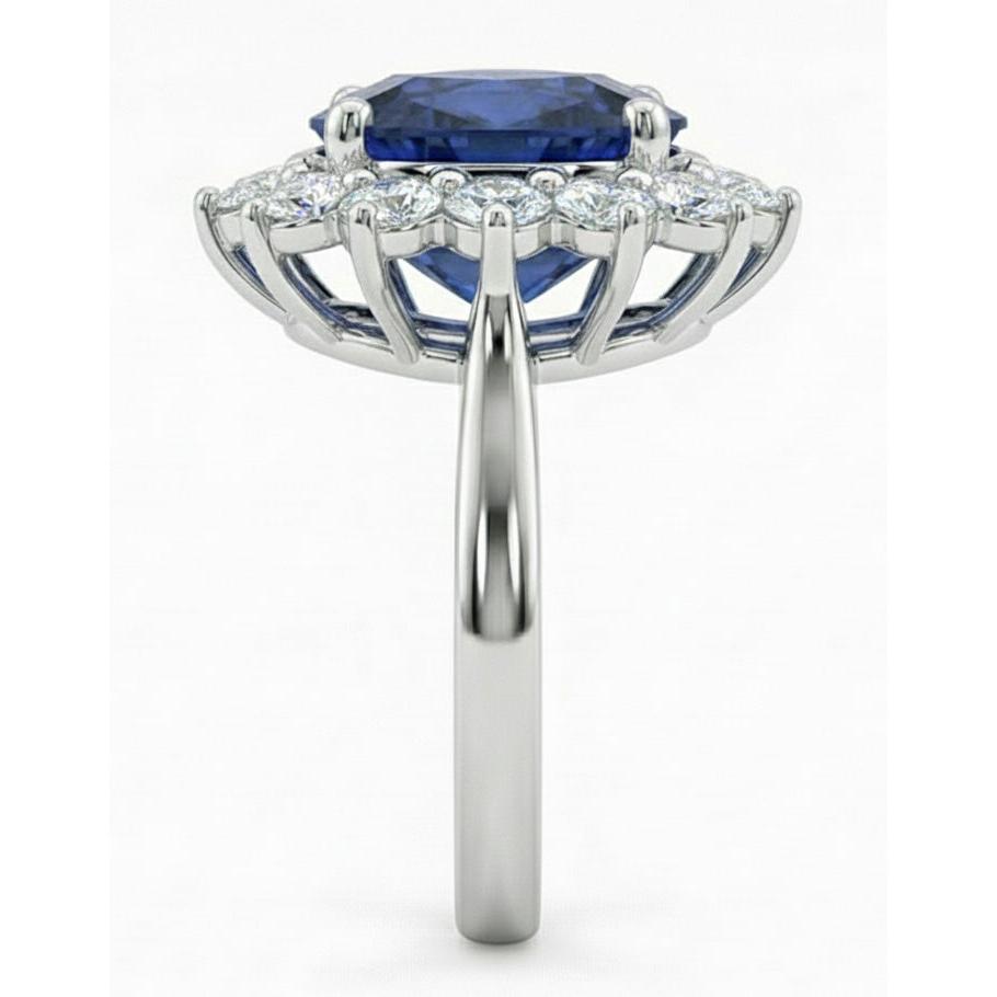 Beautiful Oval Sapphire Halo Engagement Ring