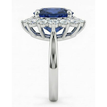 Beautiful Oval Sapphire Halo Engagement Ring