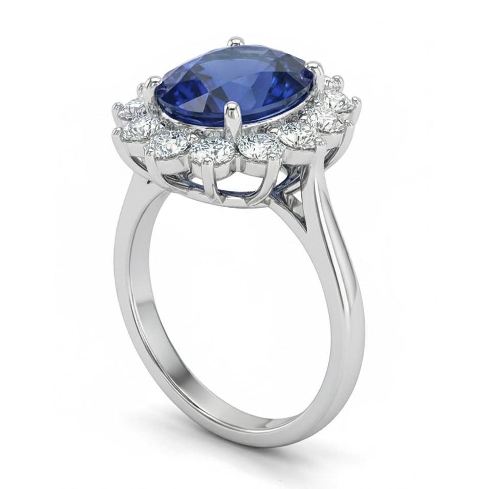Beautiful Oval Sapphire Halo Engagement Ring